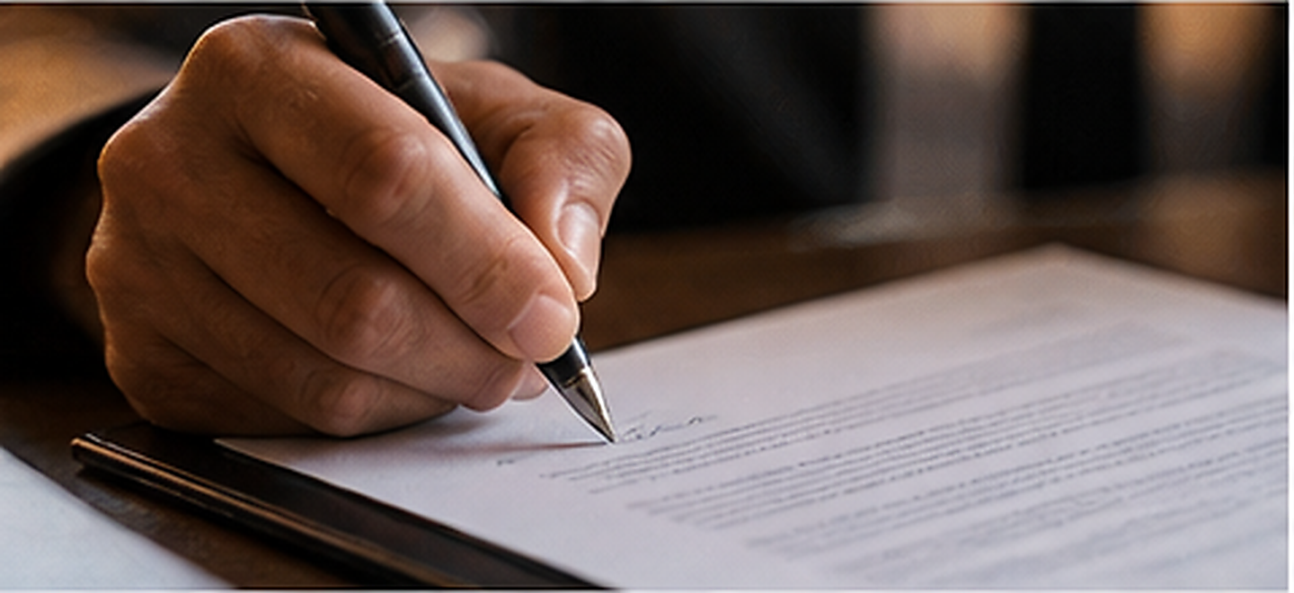Close-up of a notary signing appointment