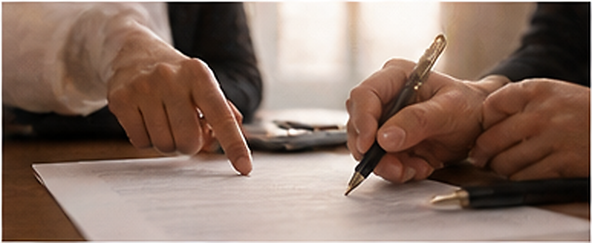 Prepared documents being reviewed and signed